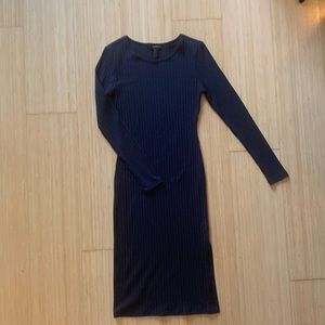 Forever 21 navy ribbed long sleeve midi